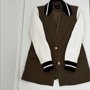 Dolce Cabo Olive and White Varsity Jacket